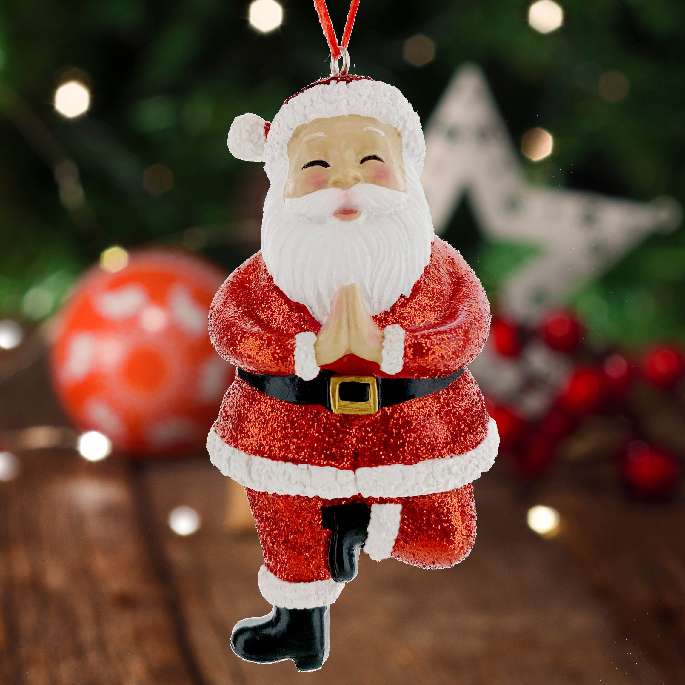 Yoga Christmas Ornaments - Set of 3 Yogi Santas in Yoga Poses