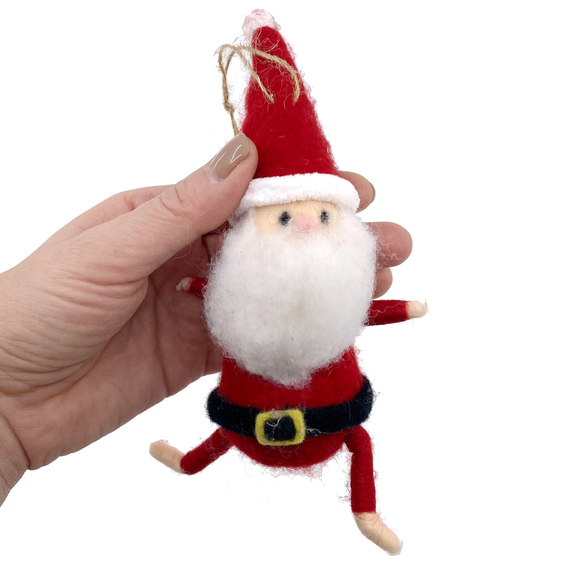 Yoga Christmas Ornaments - Set of 3 Wool Yogi Santas in Yoga Poses