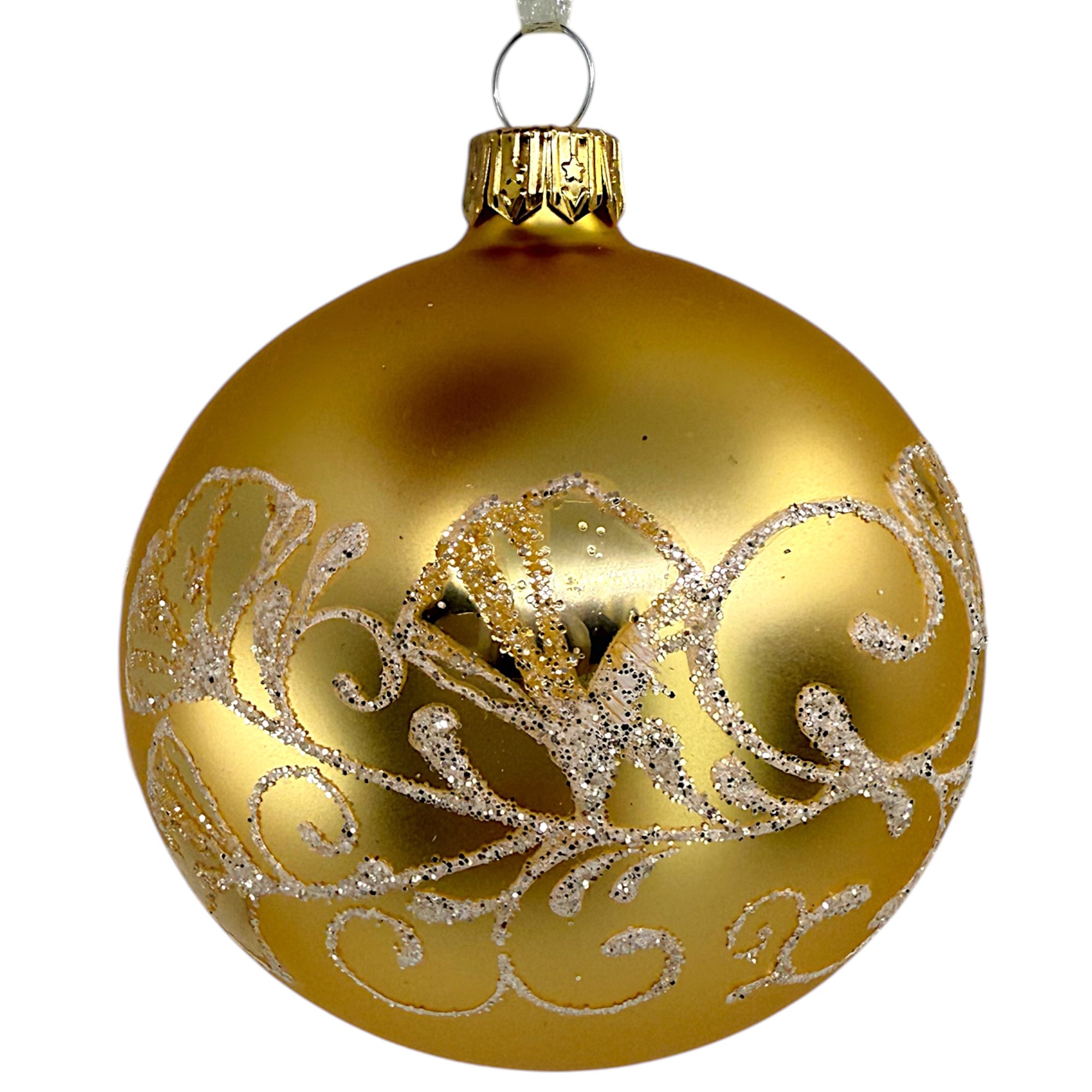 Ginkgo Leaves Glass Ornaments - Set of 3 European Mouth-Blown Bauble Ball Holiday Christmas Tree Decoration, Purple, Pink, and Gold