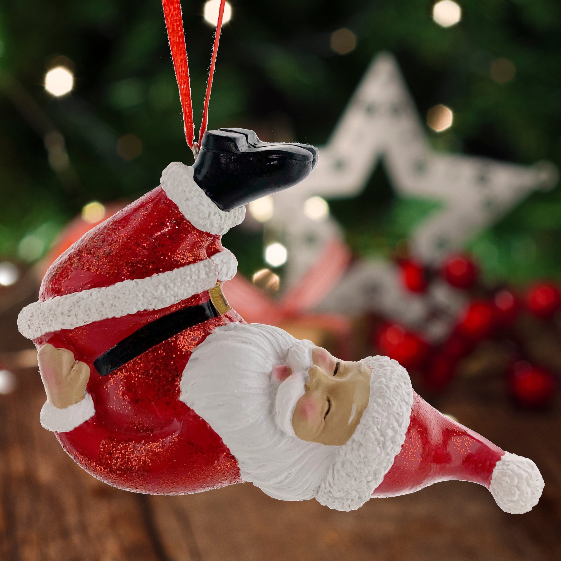 Yoga Christmas Ornaments - Set of 3 Yogi Santas in Yoga Poses