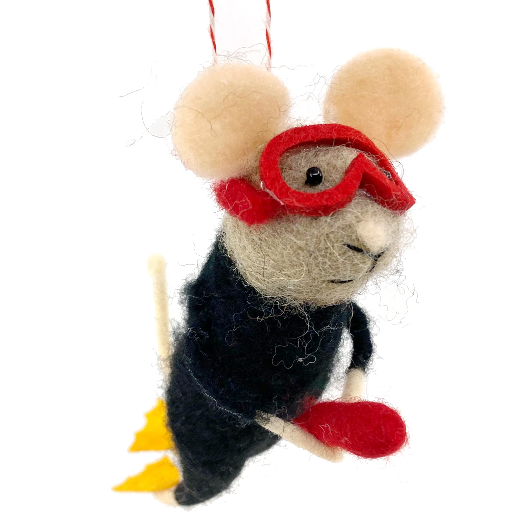 Scuba Mouse Christmas Tree Ornament - Wool Mouse Diver Holiday Decoration