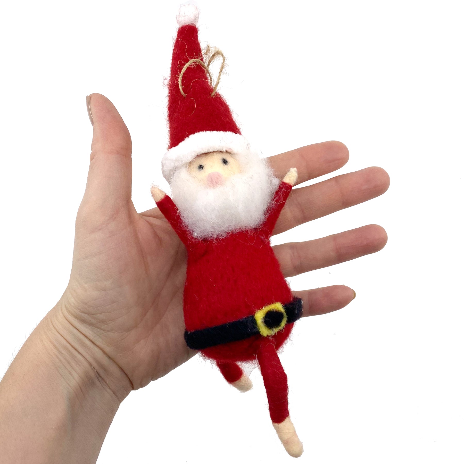 Yoga Christmas Ornaments - Set of 3 Wool Yogi Santas in Yoga Poses