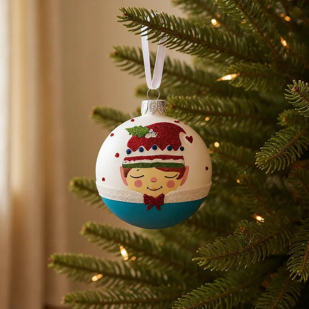 Elves Blown Glass Ornaments – Set of 2 European Mouth-Blown Bauble Ball Holiday Christmas Tree Decoration, Blue and Red Elf