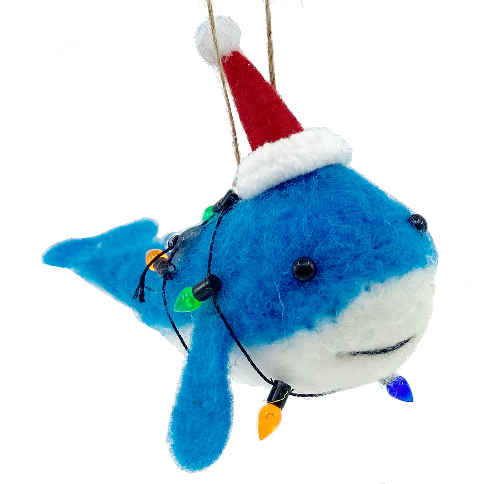 Blue Whale Wool Ornament for Holiday Christmas Tree - Coastal Christmas Tree Decor
