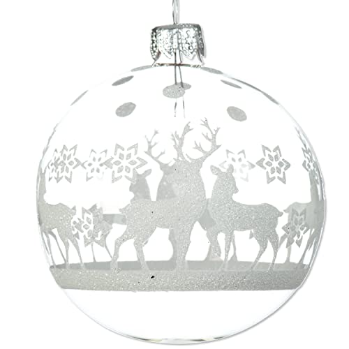 Clear Deer Blown Glass Ornament - European Mouth-Blown Glass Ball