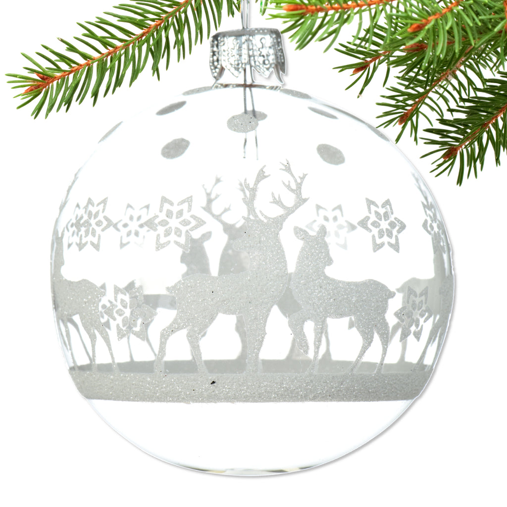 Clear Deer Blown Glass Ornament - European Mouth-Blown Glass Ball