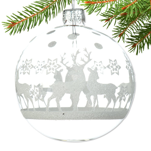 Clear Deer Blown Glass Ornament - European Mouth-Blown Glass Ball