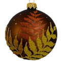 Fern Blown Glass Ornament - European Mouth-Blown Ball Holiday Christmas Tree Decoration, Brown