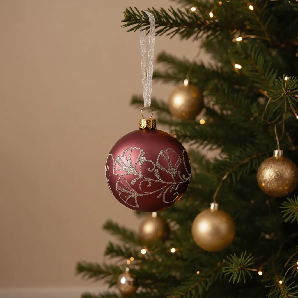 Ginkgo Leaves Glass Ornaments - Set of 3 European Mouth-Blown Bauble Ball Holiday Christmas Tree Decoration, Purple, Pink, and Gold