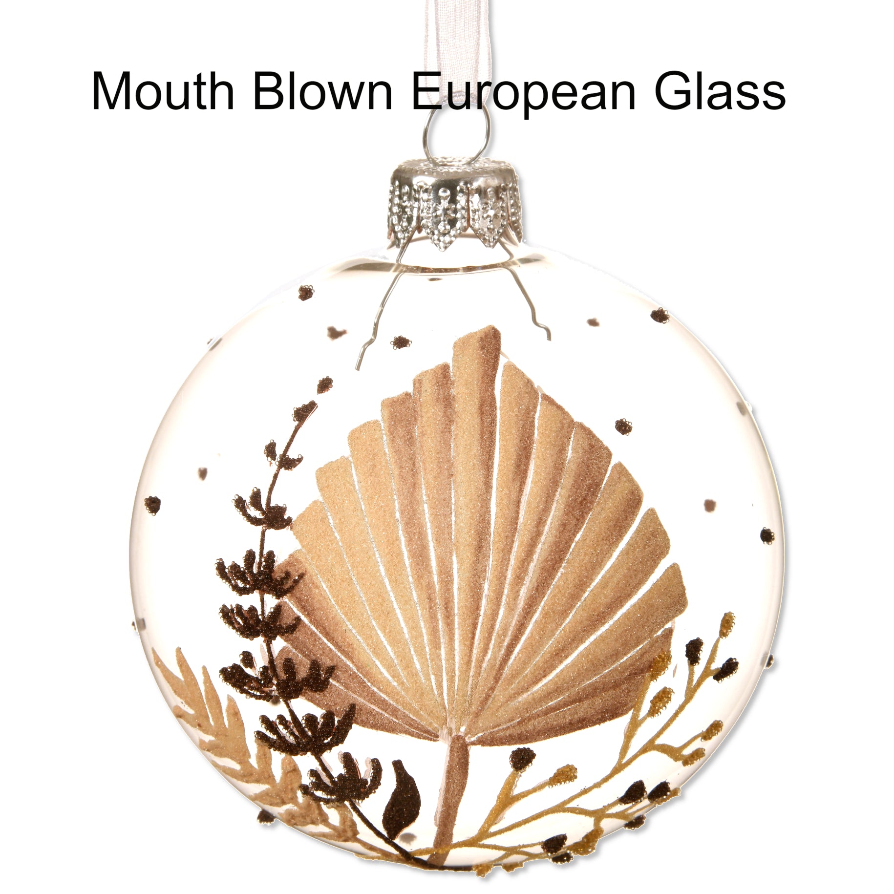 Foilage Blown Glass Ornament - European Mouth-Blown Glass Ball
