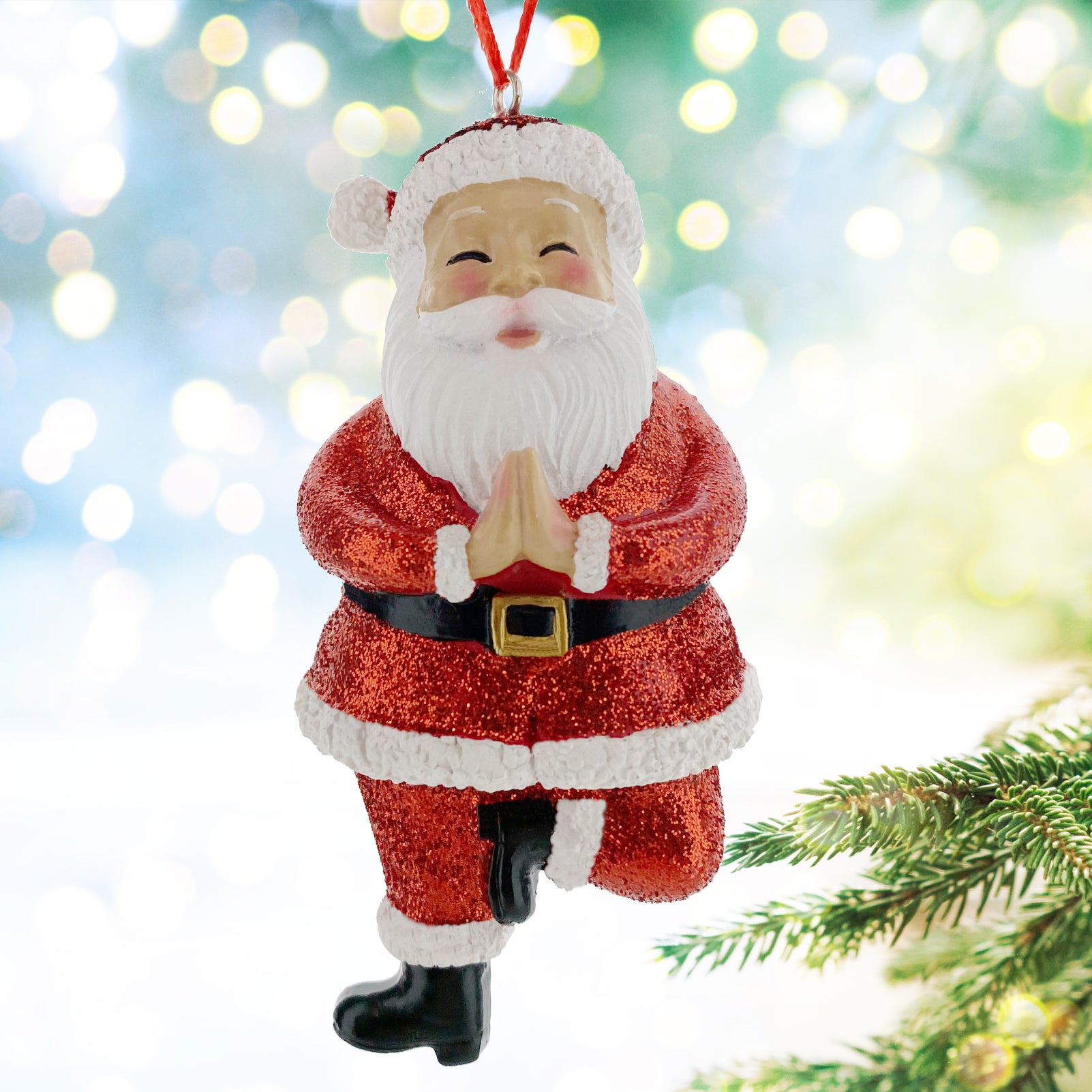 Yoga Christmas Ornaments - Set of 3 Yogi Santas in Yoga Poses