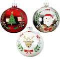 Blown Glass Ornaments - Set of 3 Santa, Reindeer, and Christmas Tree