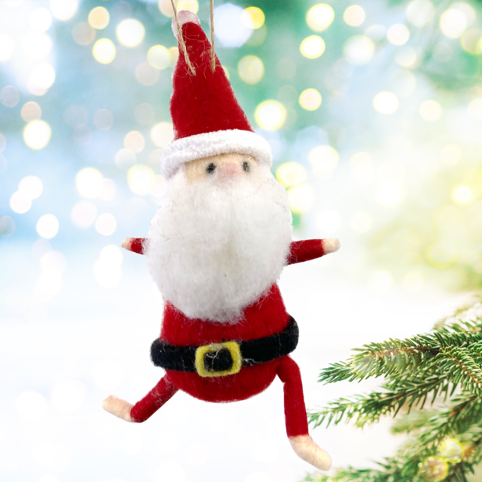 Yoga Christmas Ornaments - Set of 3 Wool Yogi Santas in Yoga Poses