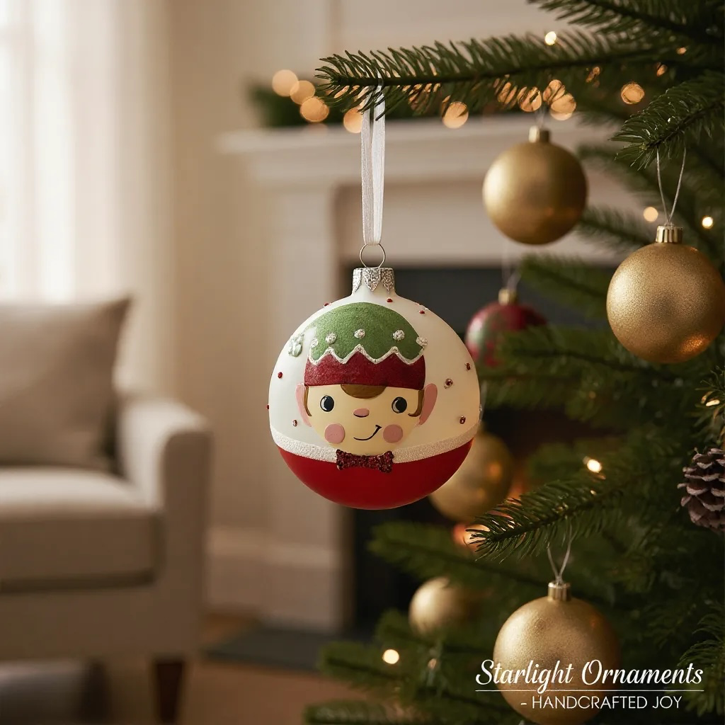 Elves Blown Glass Ornaments – Set of 2 European Mouth-Blown Bauble Ball Holiday Christmas Tree Decoration, Blue and Red Elf