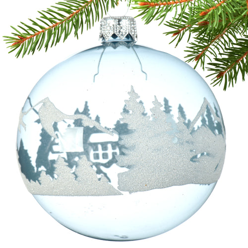 Blue Mountain Blown Glass Ornaments - Set of 2 Misty Blue European Glass Ornaments