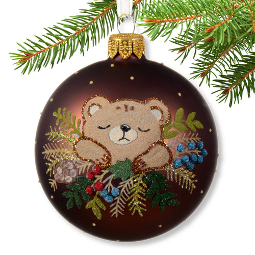 Baby Bear Blown Glass Ornament - European Mouth-Blown Glass Ball