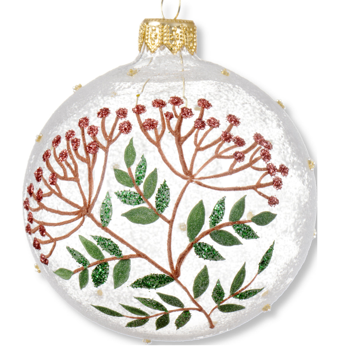 Milkweed Blown Glass Ornament - European Mouth-Blown Clear Frosted Glass Ball