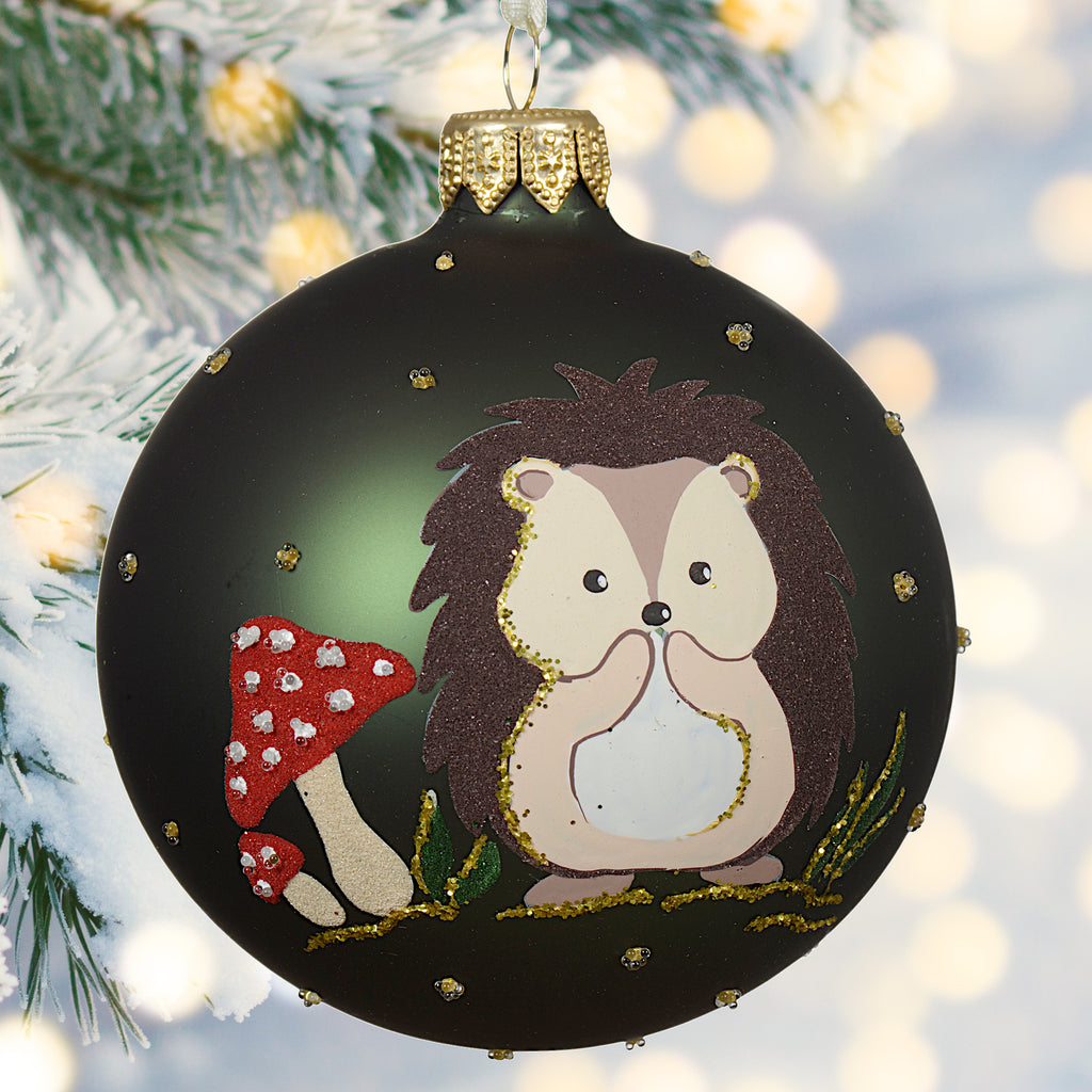 Baby Animals Blown Glass Ornaments – European Mouth-Blown Hand Painted Glass Balls Set of 6 - Deer, Squirrel, Bear, Chipmunk, Owl, and Fox