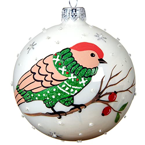 Bird Blown Glass Ornament Christmas Tree Decoration, White